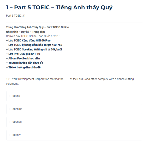 mẹo làm bài thi toeic part 5