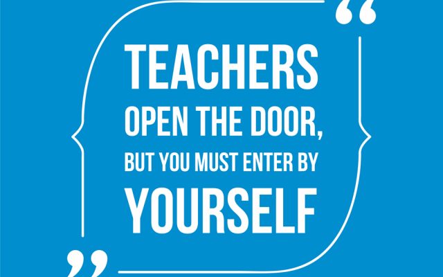 teacher opens the door