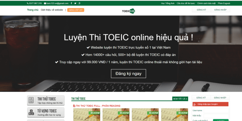 Nền tảng thi thử TOEIC online TOEIC123