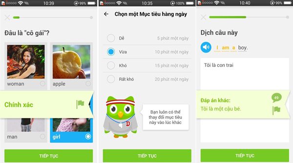 App luyện thi TOEIC Duolingo
