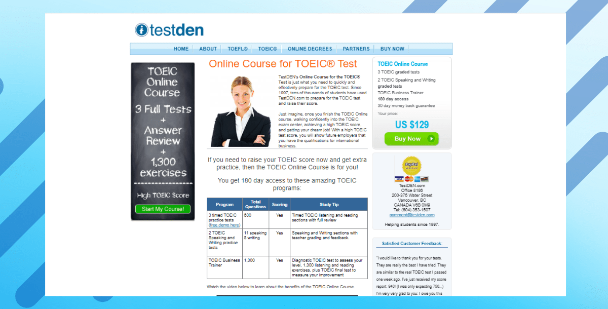 Testden website tự học TOEIC online